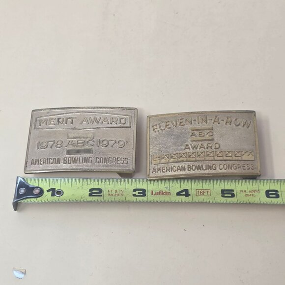 Vintage Abc Bowling Merit & Eleven In A Row Award Belt Buckles 1978-1979 - Picture 5 of 6